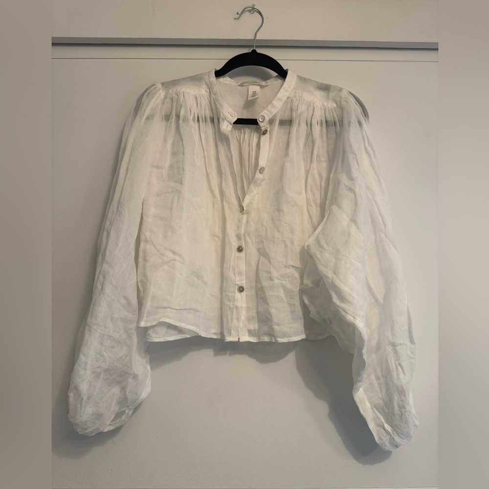 H&M white sheer blouse size XS